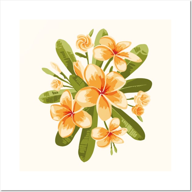 Orange Plumeria flowers Wall Art by lents